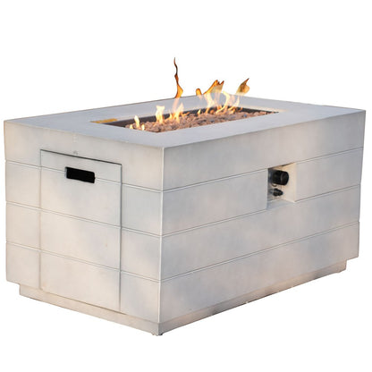 28" Gray Aluminum Natural gas Rectangular Fire pit table With Cover HomeRoots