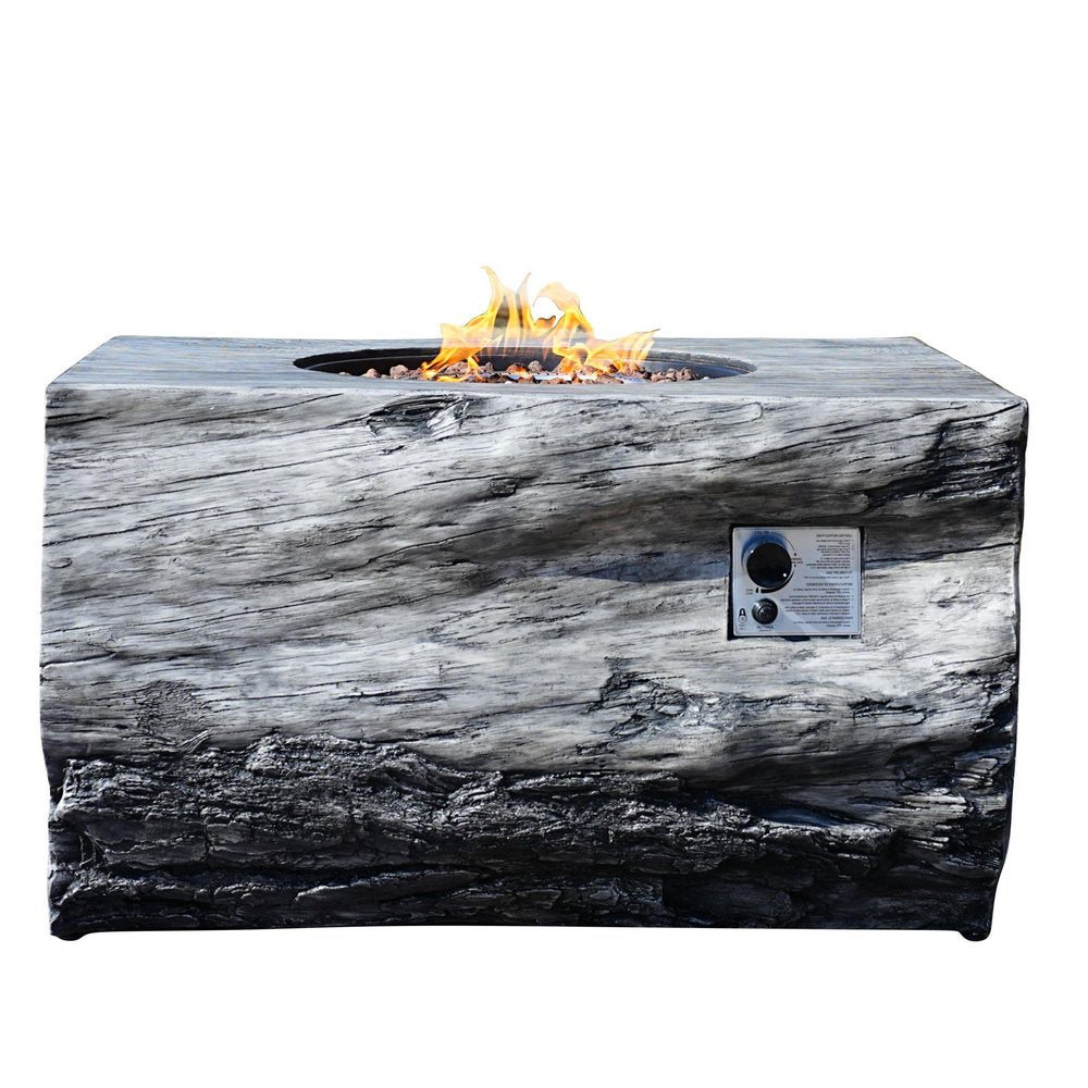 50000 BTU 40" Gray Aluminum Natural Gas Rectangular Fire Pit With Cover HomeRoots