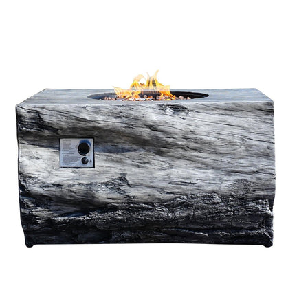 50000 BTU 40" Gray Aluminum Natural Gas Rectangular Fire Pit With Cover HomeRoots
