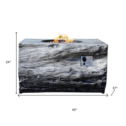 50000 BTU 40" Gray Aluminum Natural Gas Rectangular Fire Pit With Cover HomeRoots
