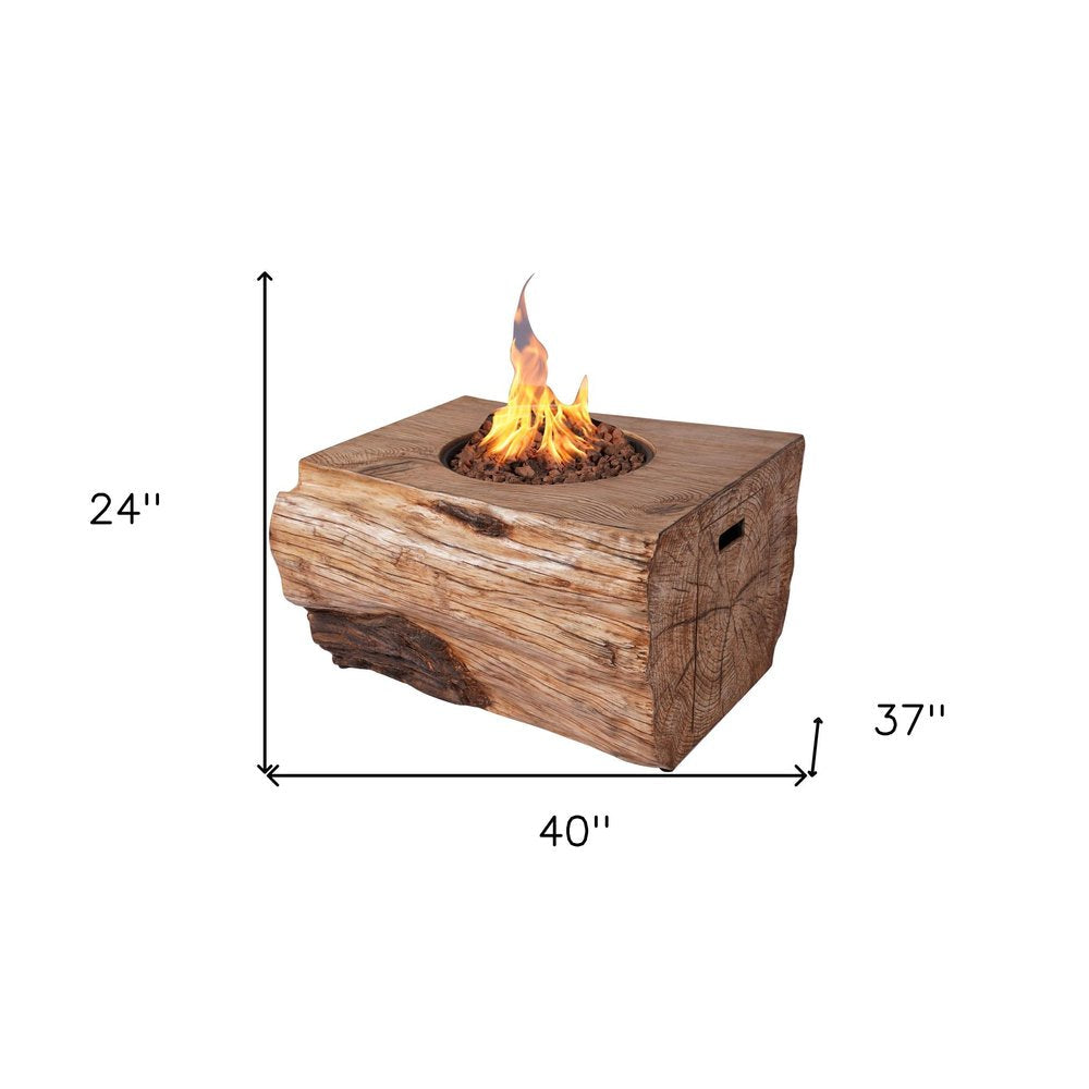 50000 BTU 40" Brown Aluminum Natural Gas Rectangular Fire Pit With Cover HomeRoots