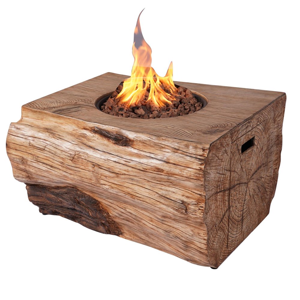 50000 BTU 40" Brown Aluminum Natural Gas Rectangular Fire Pit With Cover HomeRoots