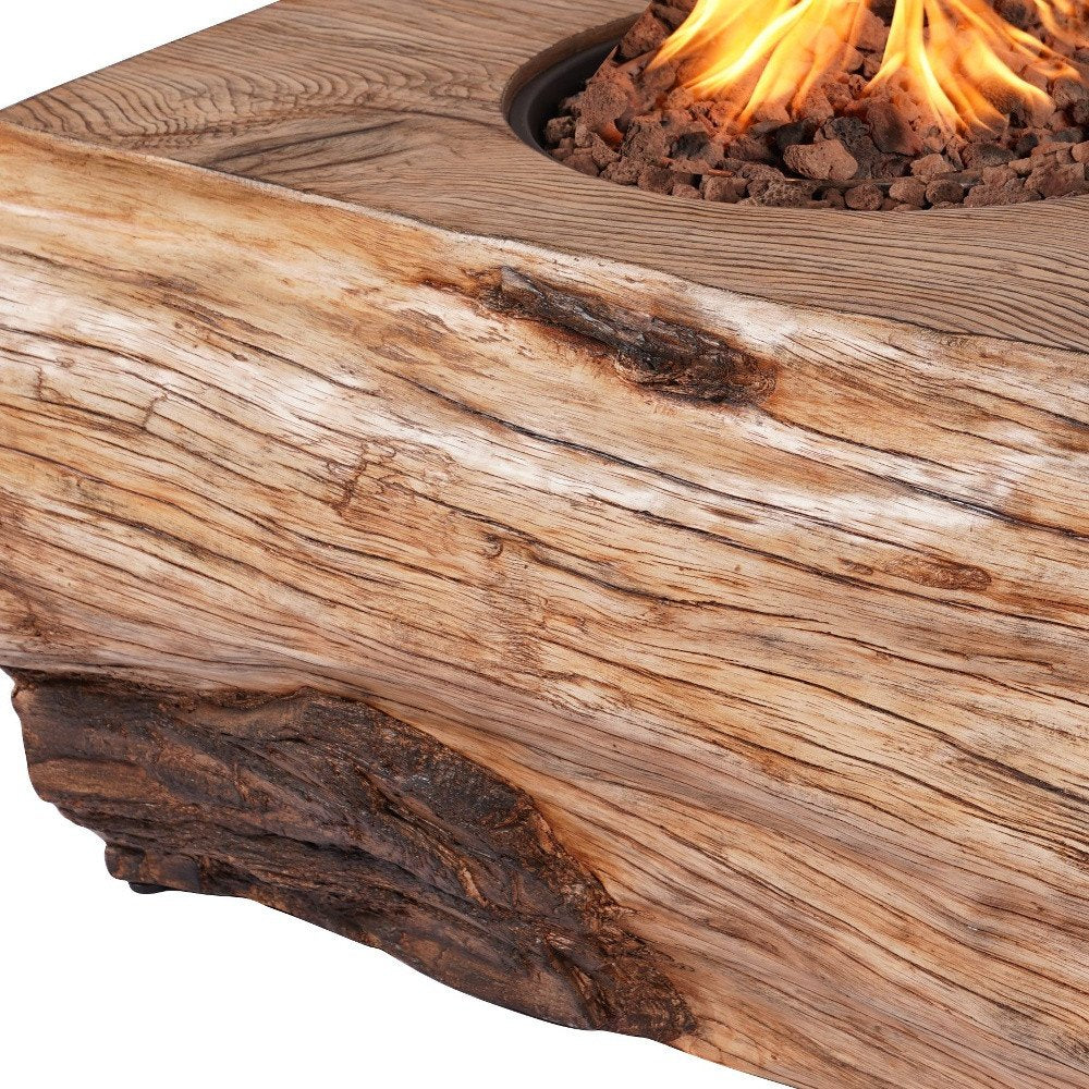 50000 BTU 40" Brown Aluminum Natural Gas Rectangular Fire Pit With Cover HomeRoots