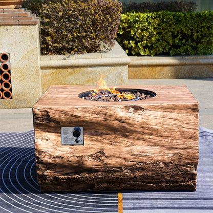 50000 BTU 40" Brown Aluminum Natural Gas Rectangular Fire Pit With Cover HomeRoots