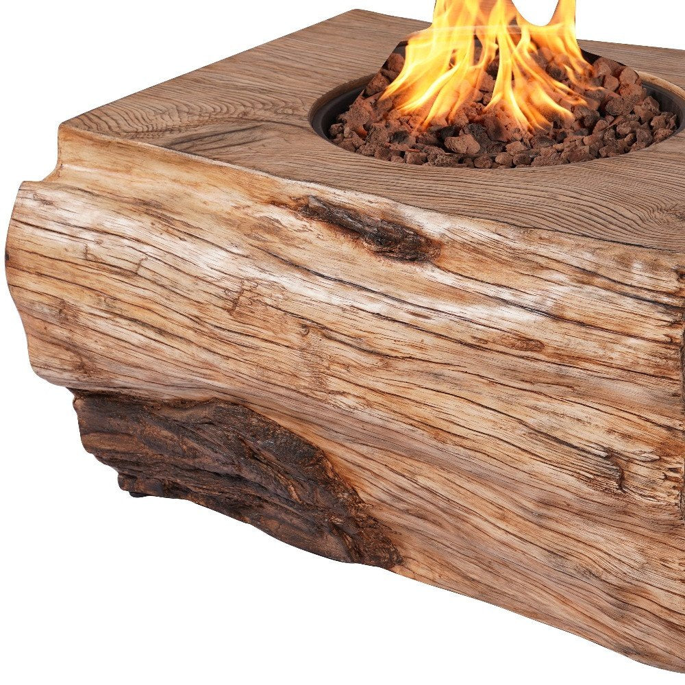50000 BTU 40" Brown Aluminum Natural Gas Rectangular Fire Pit With Cover HomeRoots