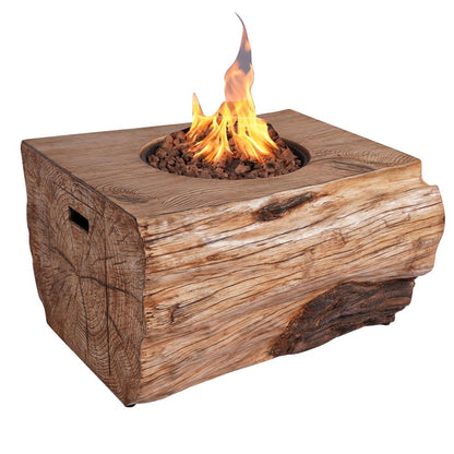 50000 BTU 40" Brown Aluminum Natural Gas Rectangular Fire Pit With Cover HomeRoots