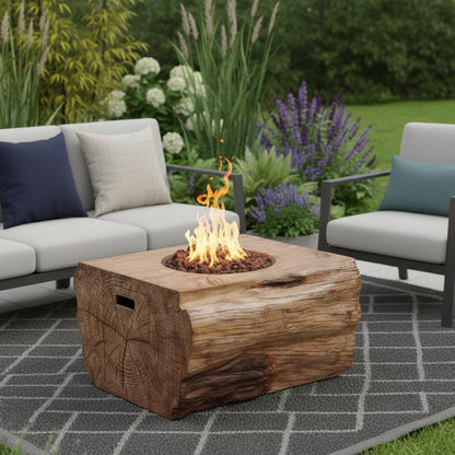 50000 BTU 40" Brown Aluminum Natural Gas Rectangular Fire Pit With Cover HomeRoots