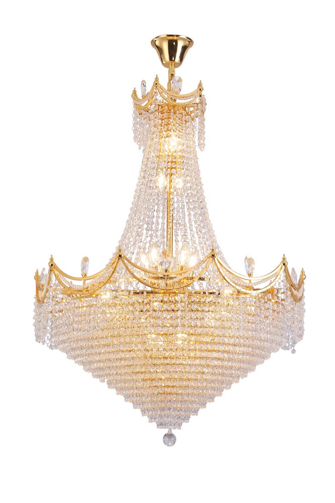 Clear And Gold Empire Multi Light and Metal Crystal Glass Dimmable Chandelier HomeRoots