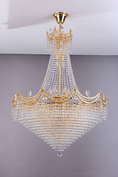 Clear And Gold Empire Multi Light and Metal Crystal Glass Dimmable Chandelier HomeRoots