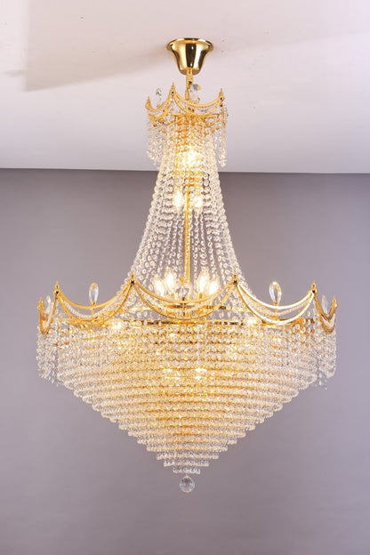 Clear And Gold Empire Multi Light and Metal Crystal Glass Dimmable Chandelier HomeRoots