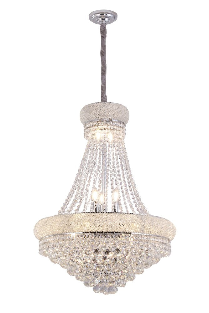 Clear And Silver Empire Multi Light Crystal and Metal Dimmable Chandelier HomeRoots