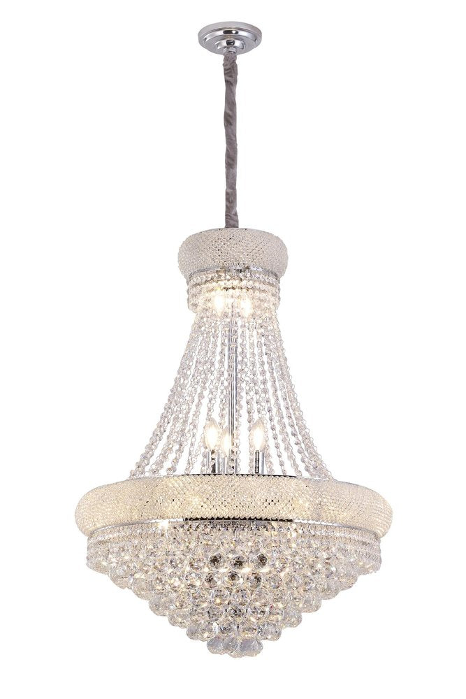 Clear And Silver Empire Multi Light and Metal Crystal Glass Dimmable Chandelier HomeRoots