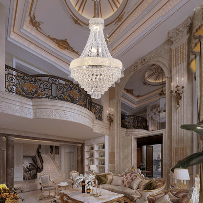 Clear And Silver Empire Multi Light Crystal and Metal Dimmable Chandelier HomeRoots