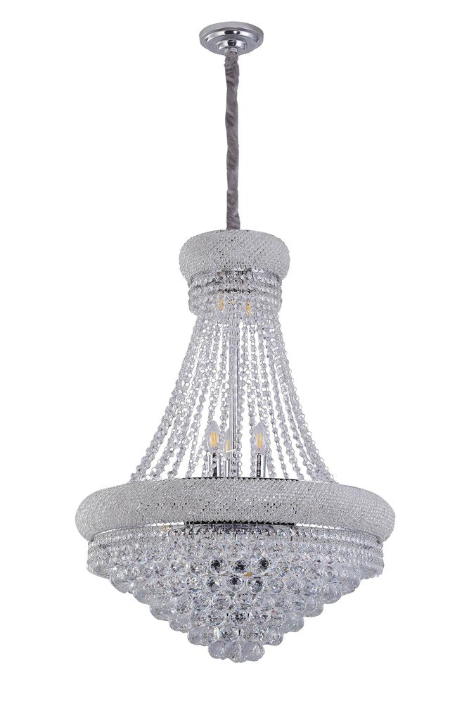Clear And Silver Empire Multi Light and Metal Crystal Glass Dimmable Chandelier HomeRoots