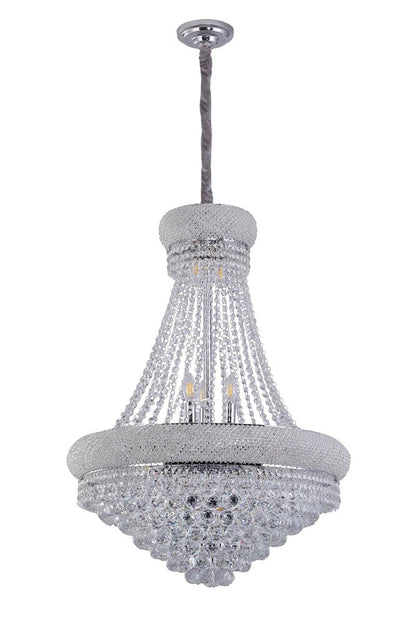 Clear And Silver Empire Multi Light and Metal Crystal Glass Dimmable Chandelier HomeRoots