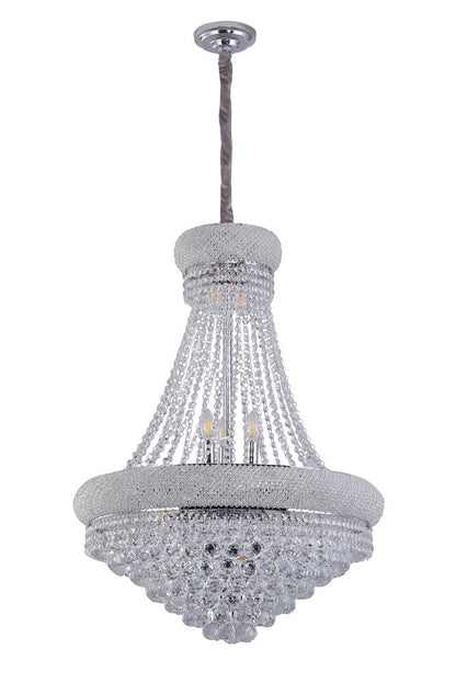 Clear And Silver Empire Multi Light Crystal and Metal Dimmable Chandelier HomeRoots