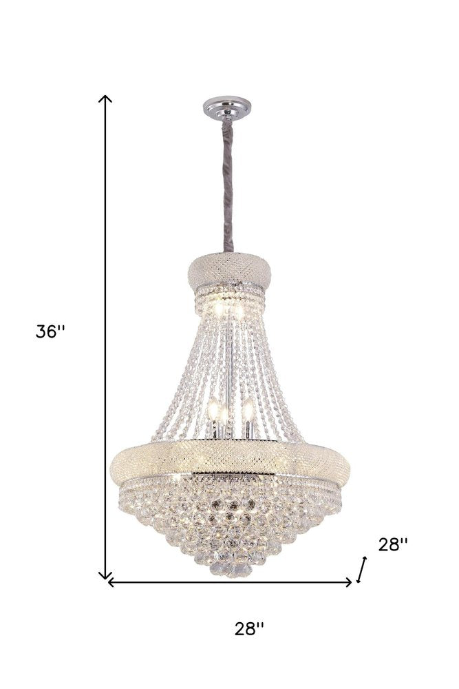 Clear And Silver Empire Multi Light and Metal Crystal Glass Dimmable Chandelier HomeRoots