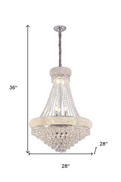 Clear And Silver Empire Multi Light and Metal Crystal Glass Dimmable Chandelier HomeRoots
