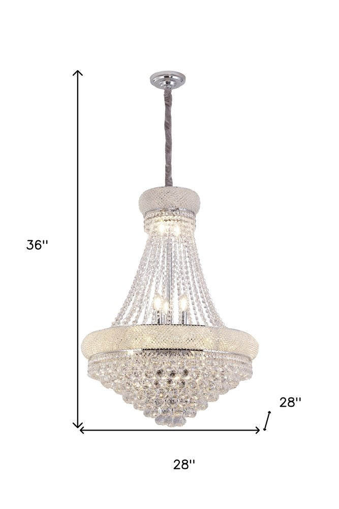 Clear And Silver Empire Multi Light Crystal and Metal Dimmable Chandelier HomeRoots