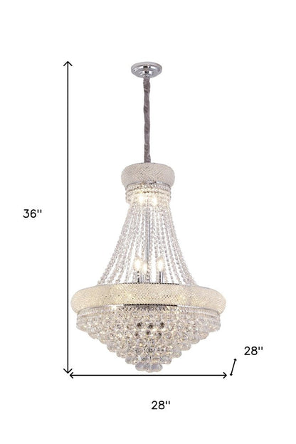 Clear And Silver Empire Multi Light Crystal and Metal Dimmable Chandelier HomeRoots