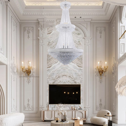 Clear And Silver Empire Multi Light Crystal and Metal Dimmable Chandelier HomeRoots