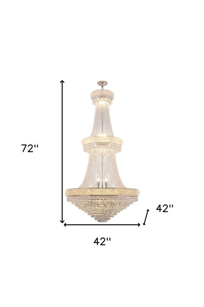 Clear And Silver Empire Multi Light and Metal Crystal Glass Dimmable Chandelier HomeRoots