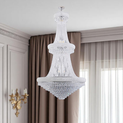Clear And Silver Empire Multi Light and Metal Crystal Glass Dimmable Chandelier HomeRoots