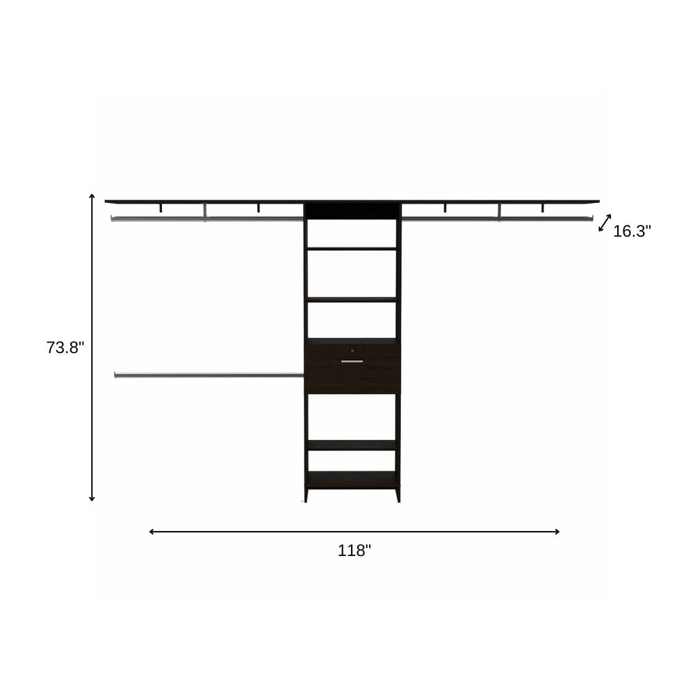 118" Black Wood Closet System HomeRoots