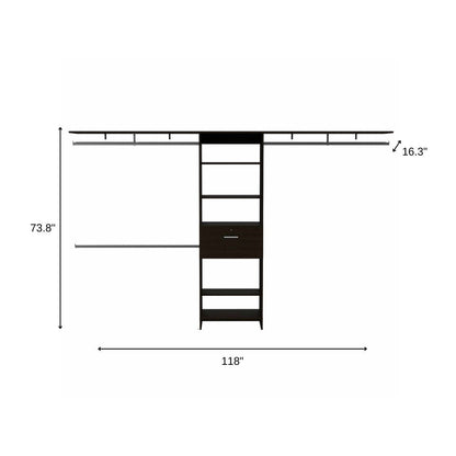 118" Black Wood Closet System HomeRoots