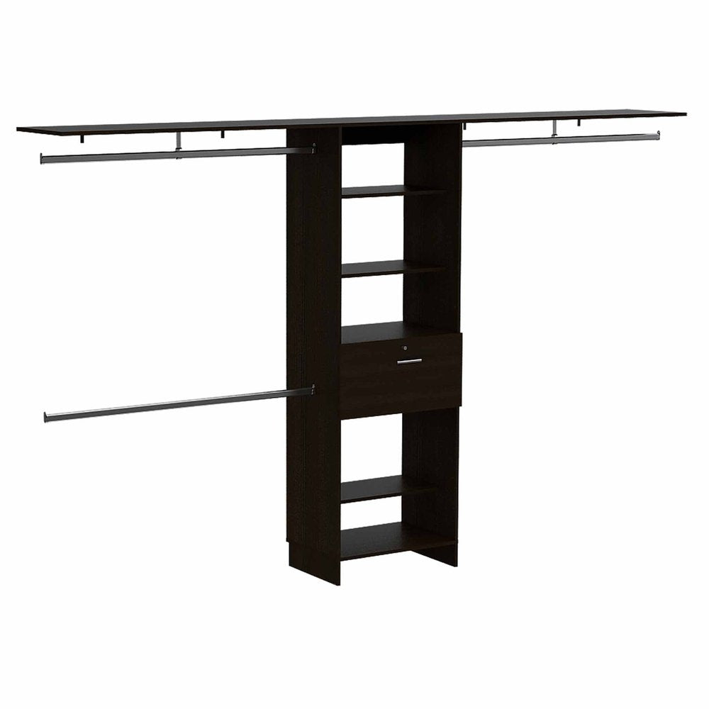 118" Black Wood Closet System HomeRoots