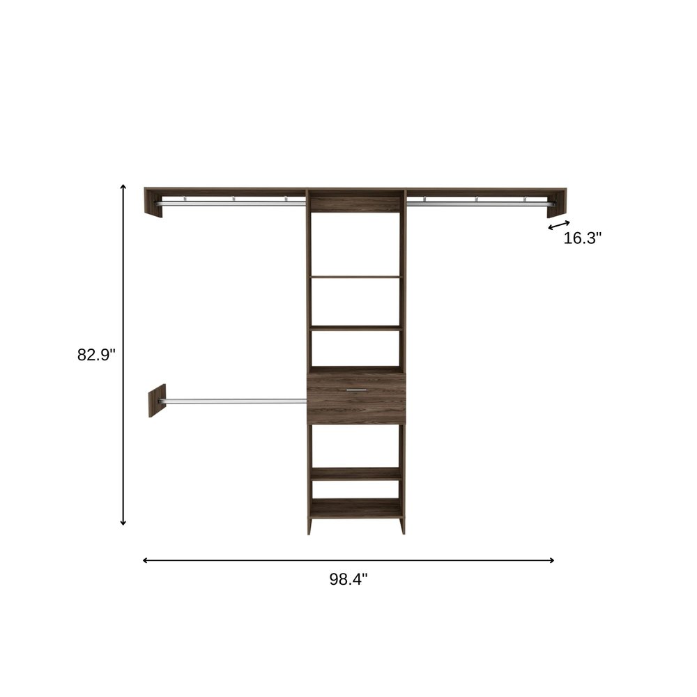 98" Brown Wood Closet System HomeRoots