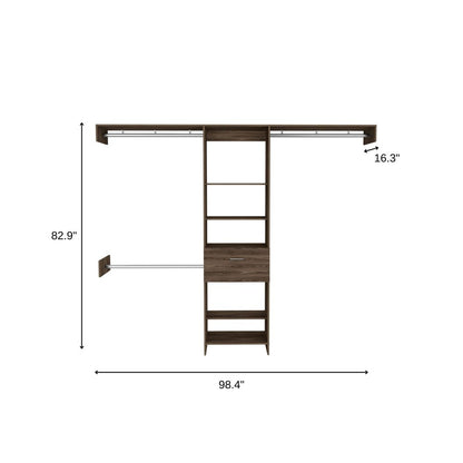 98" Brown Wood Closet System HomeRoots