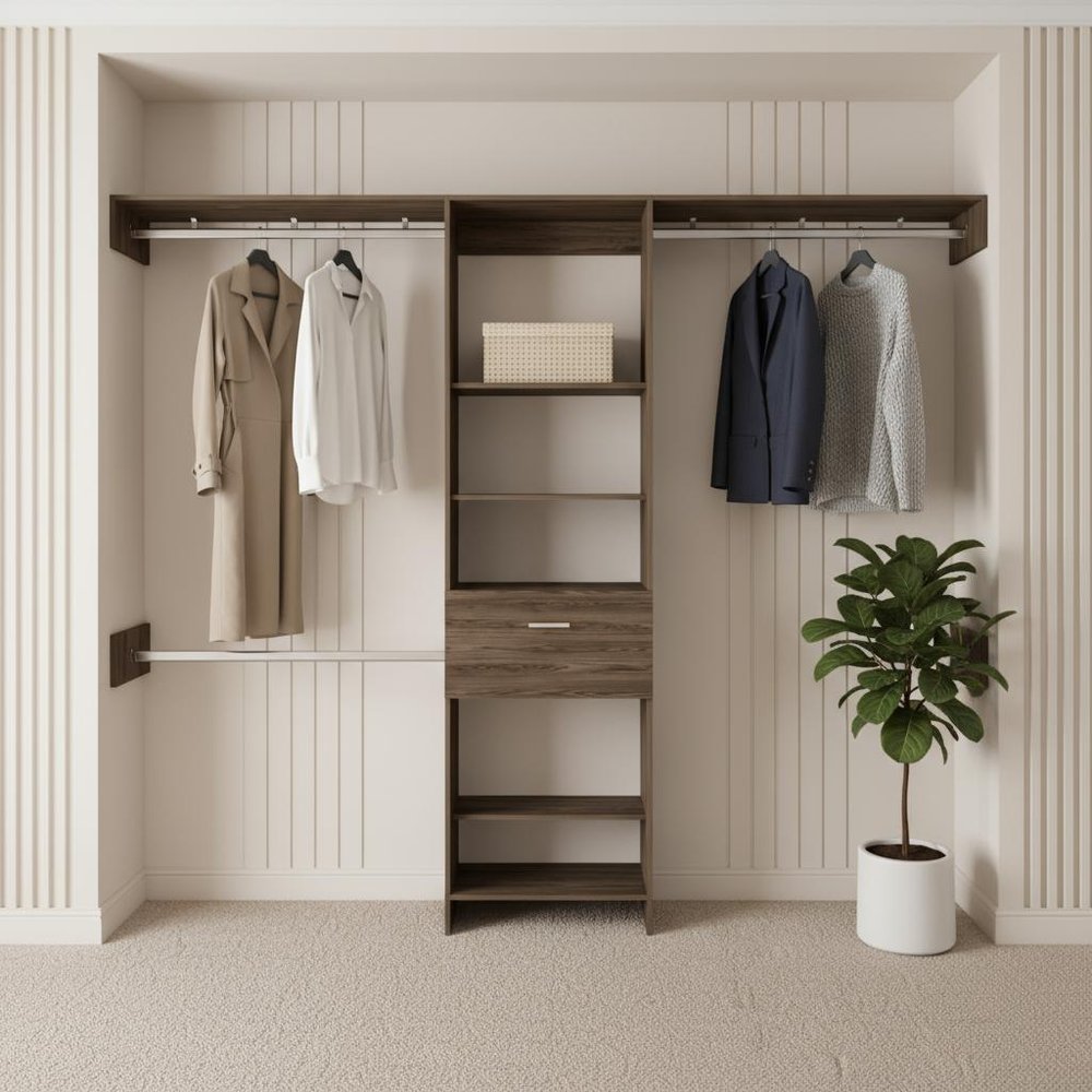 98" Brown Wood Closet System HomeRoots