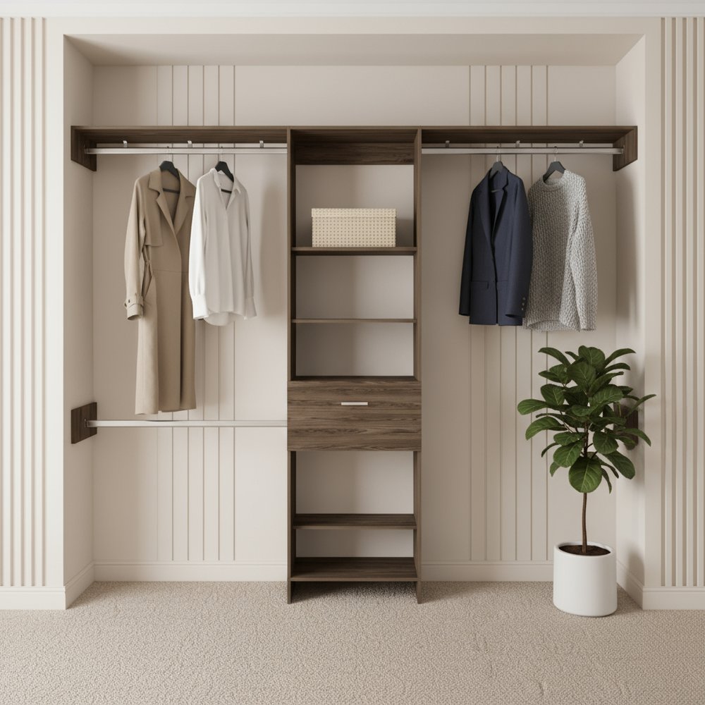 98" Brown Wood Closet System HomeRoots