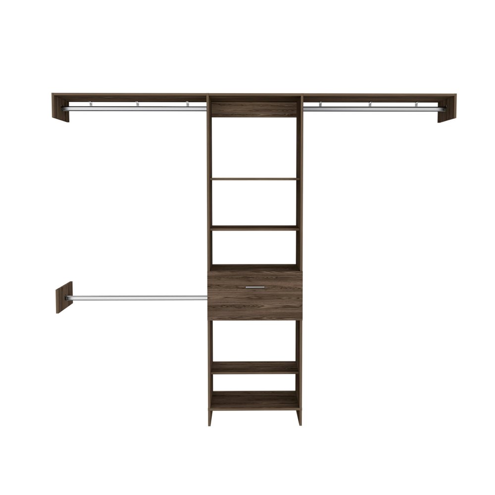 98" Brown Wood Closet System — view 1