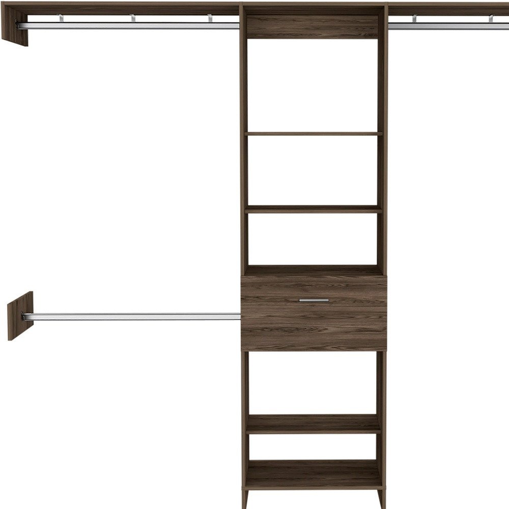 98" Brown Wood Closet System — view 3