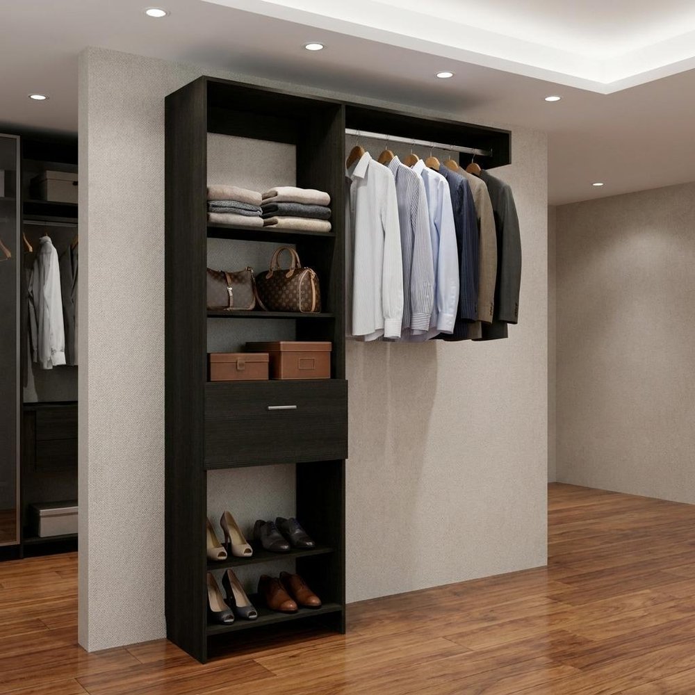 59" Black Manufactured Wood Closet System HomeRoots
