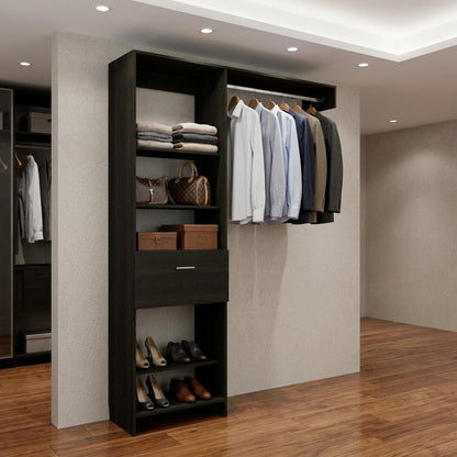 59" Black Manufactured Wood Closet System HomeRoots