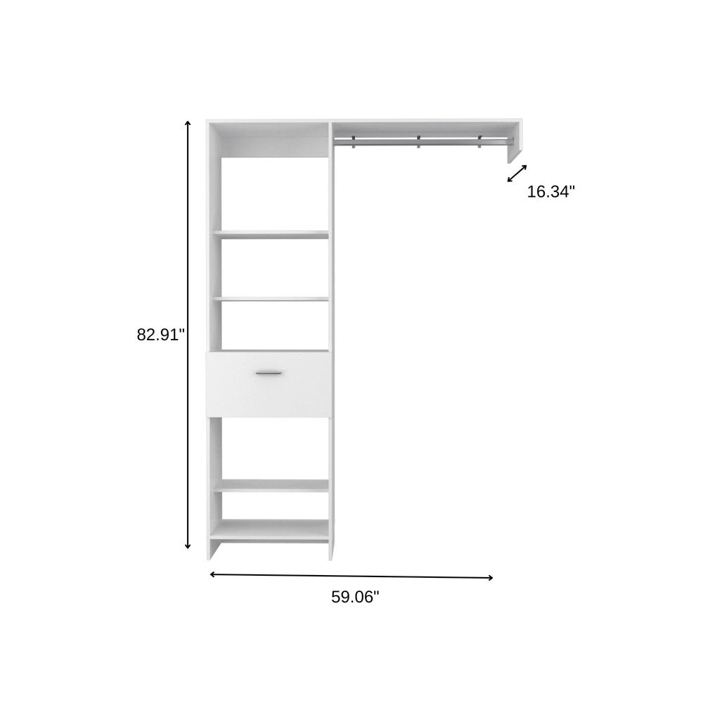59" White Manufactured Wood Closet System HomeRoots