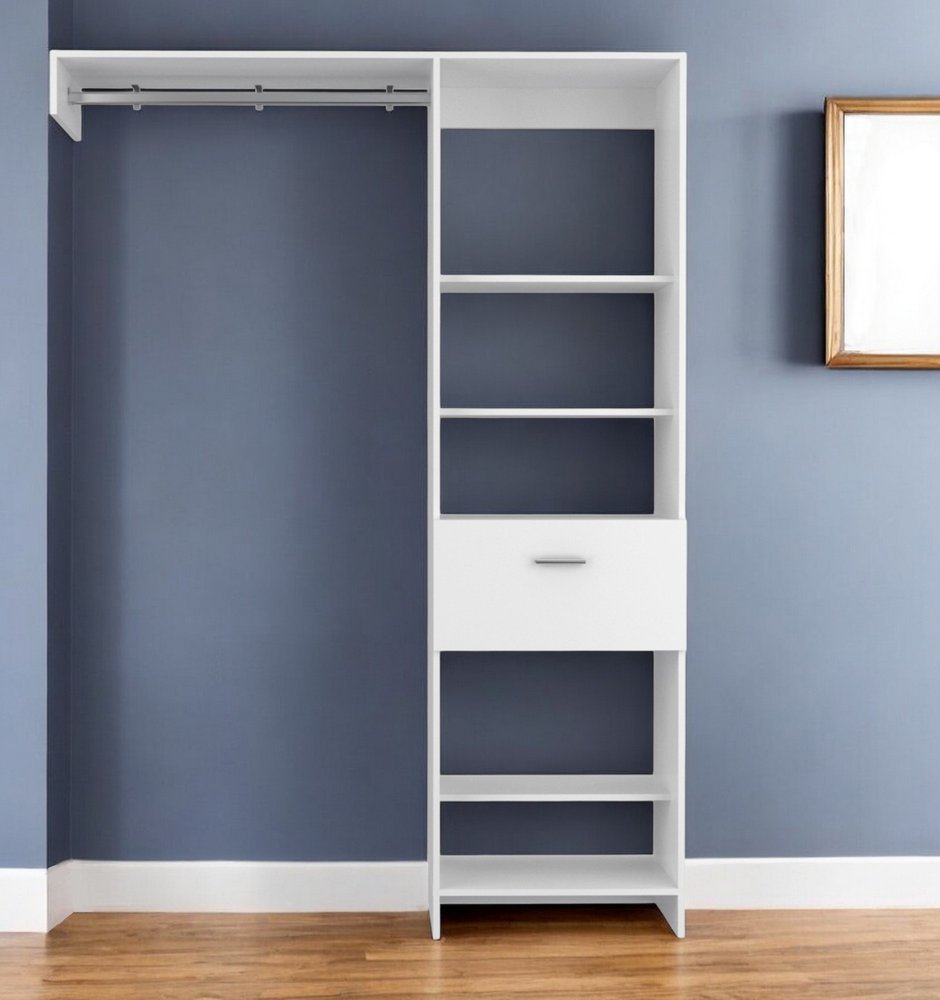 59" White Manufactured Wood Closet System HomeRoots