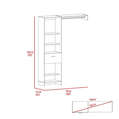 59" White Manufactured Wood Closet System HomeRoots
