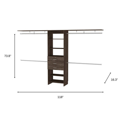 118" Dark Brown Wood Closet System HomeRoots