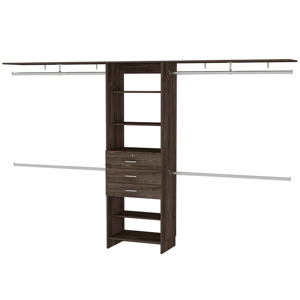 118" Dark Brown Wood Closet System HomeRoots