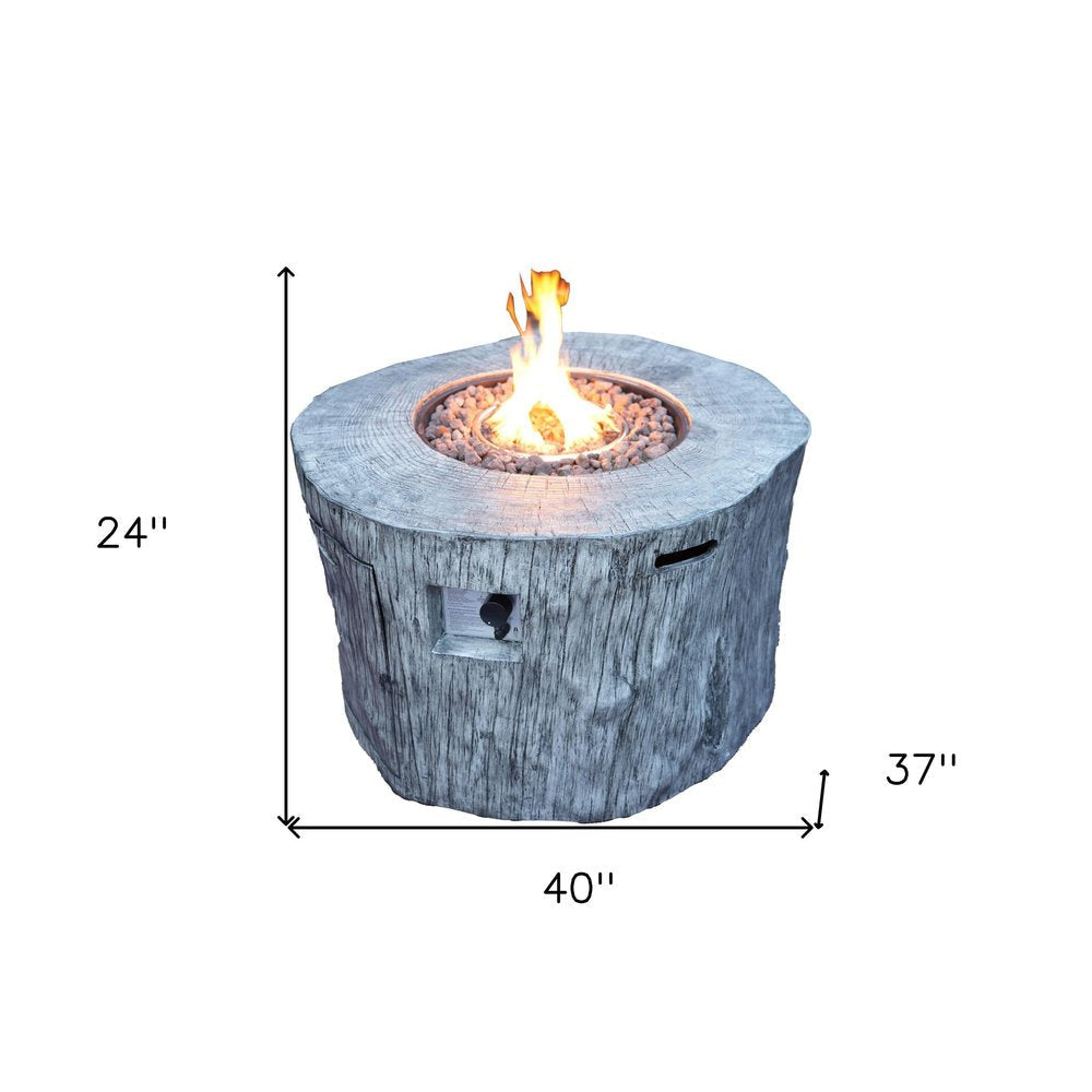 50000 BTU 40" Gray Aluminum Natural Gas Round Fire Pit Table With Cover HomeRoots