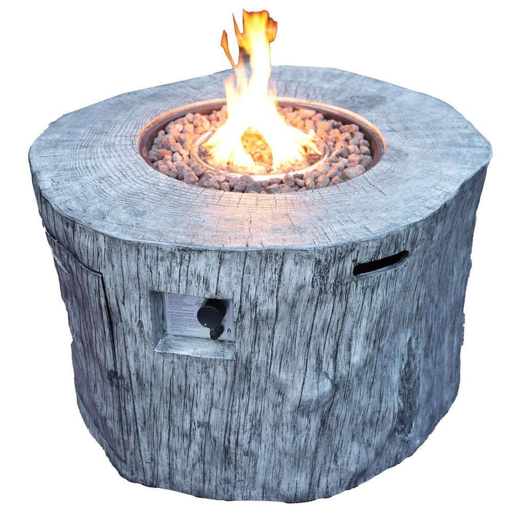 50000 BTU 40" Gray Aluminum Natural Gas Round Fire Pit Table With Cover HomeRoots