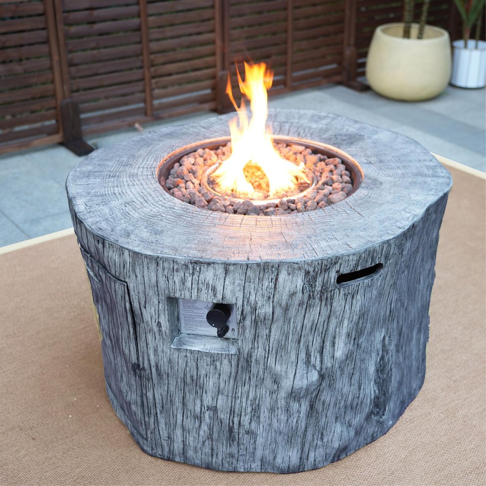 50000 BTU 40" Gray Aluminum Natural Gas Round Fire Pit Table With Cover HomeRoots