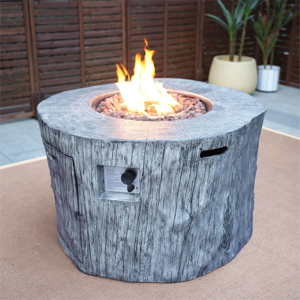 50000 BTU 40" Gray Aluminum Natural Gas Round Fire Pit Table With Cover HomeRoots