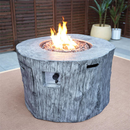 50000 BTU 40" Gray Aluminum Natural Gas Round Fire Pit Table With Cover HomeRoots