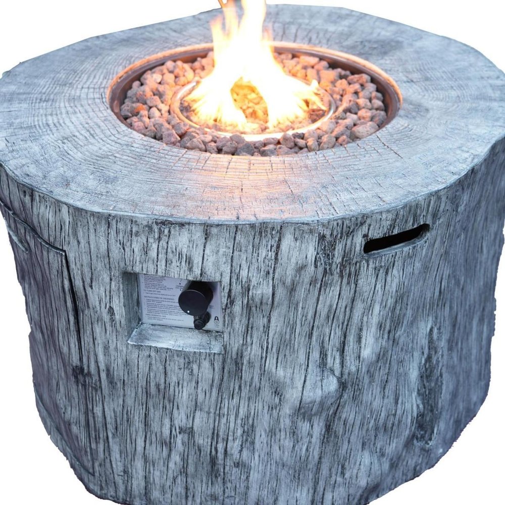 50000 BTU 40" Gray Aluminum Natural Gas Round Fire Pit Table With Cover HomeRoots