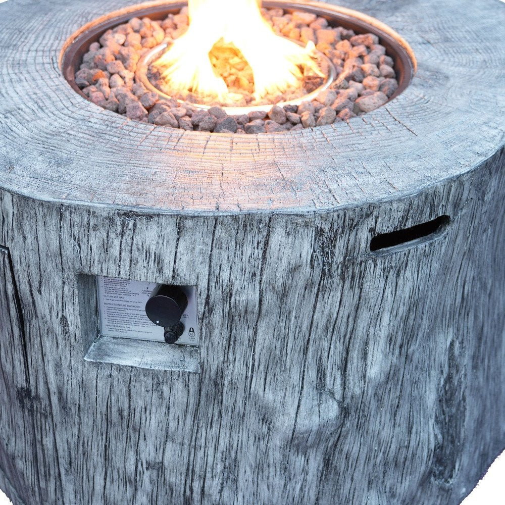 50000 BTU 40" Gray Aluminum Natural Gas Round Fire Pit Table With Cover HomeRoots
